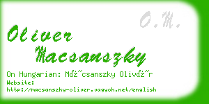 oliver macsanszky business card